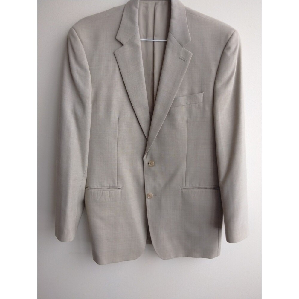 Ralph Lauren & Dillards Mens Two Button Tan W/ Lt Blue Accents Suit Jacket - 42L